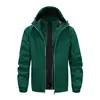 Jaqueta com Capuz Fina para Primavera e Outono Masculina, Casaco de Cor Sólida à Prova de Vento e Durável para o Dia a Dia e Uso Casual com Zíper