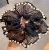 Princesa en apuros ~ Anillo para el cabello francés, elegante anillo de organza con perla para el intestino grueso, lazo para la cabeza para minorías de clase alta femeninas