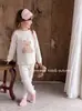 Ropa de Otoño y Pantalones Anmeiya Orgánico Cero Sensibilidad Ropa de Casa para Niños Pijama Infantil Estampado Completo Cuello Alto Puños Algodón Térmico
