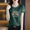 Camiseta de manga corta de marca para mujer, con excedente de comercio exterior transfronterizo, corte holgado, tallas grandes para mujer, camiseta básica de media manga
