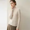 Prenda interior de una sola pieza sin costuras suéter 100% cachemira para mujer cuello medio alto corte ajustado suéter de punto jersey suéter capa base