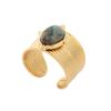Anillo abierto de estilo corte francés exagerado con incrustaciones de piedras semipreciosas, anillo con sentido de diseño avanzado, joyería para mujer 2023