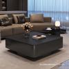 Mesa de centro italiana de lujo, ligera y de alta gama, con placa de roca cuadrada, para apartamento pequeño, moderna, sencilla, para sala de estar, hogar, combinación minimalista en negro