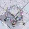 Pulseira Cristal Sereia Estilo Floresta Doce Nova Super Fada Feminina Design de Nicho Ins Versátil Estudante Melhor Amiga Pulseira DIY