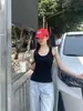 Regata esportiva azul marinho com costas nadador para mulheres, estilo coreano de verão, top simples sem mangas, adequado para usar por cima, disfarça protuberâncias laterais, camisola versátil