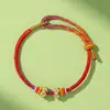 Nudo de Flor de Durazno Pulsera Semi-Terminada Hilo Rojo para el Año de Nacimiento DIY Se Puede Usar para Enhebrar Cuentas y Oro, Pulsera de Cuerda Trenzada de Ocho Hilos Hecha a Mano