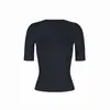 Camiseta de Cor Sólida Simples com Gola Redonda e Manga Média para Mulheres, Corte Justo, Blusa Básica que Valoriza a Silhueta, Top Versátil para Primavera/Verão 2026