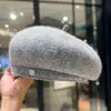 Boina de Lã Tricotada Atacado Moda Feminina Outono e Inverno Chapéu Octogonal Tendência Grande Circunferência da Cabeça Boina Retrô Transfronteiriço