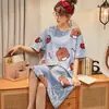 Bata de manga corta para niñas, ropa de casa de estilo coreano con dibujos animados para estudiantes, pijama de verano, vestido largo fino de talla grande fabricante