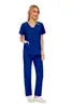 Conjunto de Uniforme Médico para Mulheres - Blusa com Decote em V e Calça Reta, Uniforme de Trabalho Unissex, Uniforme Cirúrgico Ajustado, Pijama Hospitalar, Várias Cores