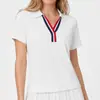 Conjunto Deportivo Transfronterizo de Tacto Desnudo para Tenis para Mujer, Camiseta Polo de Manga Corta Ajustada, Ropa de Entrenamiento de Bádminton y Fitness, Falda Corta, Verano