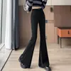 Calça Pantalona Leve para Mulheres Petite Nova Coleção Primavera 2026 Preta Cintura Alta Slim Fit Elástica Casual para Terno