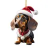 Navidad Nuevo Perro Navideño Decoración de Árbol de Navidad Colgante Acrílico Plano Decoración de Regalo de Navidad Adorno Colgante