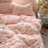 Juego de sábana y funda de edredón de gasa de doble capa, ultra suave, lavable, grado A, juego de ropa de cama de cuatro piezas, adecuado para dormitorios de estudiantes, juego de tres piezas