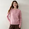 Estilo Versátil Simple Otoño Nuevo Cuello Redondo Suéter de Punto Trenzado Cálido Capa Base Suéter de Cachemira