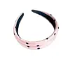 Moda coreana retro de principios de otoño, diadema ancha de tela de satén con lunares en blanco y negro, texturizada, para mujer con coronilla alta