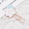 Clipes de Papel Marcadores de Página de Metal Estilo Coreano Clipes Fofos com Decoração de Flor de Cerejeira, Design Feminino, Criativo para Estudantes