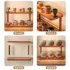 Prateleira de Armazenamento de Mesa de Madeira de Camada Dupla Prateleira de Armazenamento de Copos Mesa de Jantar Bancada de Cozinha Porta-Copos para Copo de Água Copo de Café Conjunto de Chá