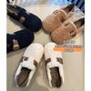 Zapatos cálidos y esponjosos con forro de polar Invierno Mocasines con forro de polar Punta redonda Para usar en exteriores Zapatos de frijol de felpa Mujer Nuevo M0922X