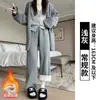 Pantalones de otoño grises para mujer, nuevos pantalones casuales de talle alto y caída suave, pantalones de pierna ancha de punto estilo perezoso para petite