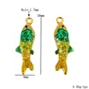 Carpa Acero Inoxidable Colgante de Joyería DIY Chapado en Oro de 18K Conservación del Color Moda Esmalte Gota de Aceite Pez Tridimensional Colgante