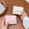 Nueva Cartera Corta de Color Puro Estilo Coreano para Mujer Simple de Cuero PU con Múltiples Ranuras para Tarjetas Portatarjetas Mini Cartera con Cremallera para Monedas