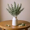 Folhas Artificiais de Eucalipto Longas e de Toque Macio e Folhas de Dinheiro Prontas para Envio do Fabricante para Decoração de Casa, Plantas Verdes e Plantas Estilo Floresta