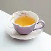 Taza de Café de Glicinia de Primavera de Fábrica Set de Mariposas Taza de Cerámica de Alta Gama con Tacto Lujoso, Elegante y Hermosa Taza para Latte