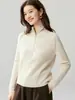Suéter de punto 100% cachemira pura con media cremallera y cuello alto para mujer, nuevo suéter de cachemira slim-fit para otoño/invierno, capa base