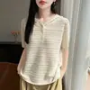 Transfronterizo 2026 Verano Nuevo Suéter de Punto Lana Fina Ganchillo Hueco Sudadera con Capucha Manga Corta Mujer Delgado Ajuste Holgado