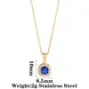 Collar Colgante de Acero Inoxidable Estilo Retro Lujo Ligero Girasol Circonia Cadena para Clavícula Cuadrado Ovalado Piedras Preciosas Multicolor para Mujer