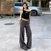 26 Calças de Tricô Casuais Elásticas Slimming Drapey Levemente Soltas Flare Novas para Primavera/Verão Femininas, Calças de Chenille Pretas