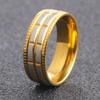 Anillo de acero de titanio, oro arena, estilo popular de TikTok, Sanshi Love, anillo de moda, joyería transfronteriza europea y americana al por mayor.