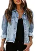 Chaqueta de Mezclilla Personalizada para Mujer Fábrica de Origen Chaqueta de Mezclilla para Mujer Fábrica de Personalización en Lotes Pequeños ODM con Dibujos y Muestras