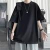 T-shirt meia manga cor sólida Harajuku estilo casual masculino verão algodão moda solta suor absorvente respirável manga curta homens e mulheres