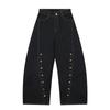 Botón de ojal de varias filas decorativo machete jeans moda para niños marca calle alta diseño holgado serie línea pantalones de pierna ancha pantalones de pierna ancha