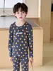Ropa de Casa de Doble Capa de Seda y Lana para Niños Otoño e Invierno Conjunto de Ropa Interior Térmica Engrosada Ropa y Pantalones de Otoño para Niños y Niñas