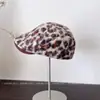 Gorra de béisbol vintage con estampado de leopardo para mujer, gorra de béisbol de felpa para otoño/invierno, boina reversible de moda