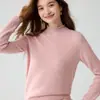 Baicai Rong 2026 Nuevo Estilo Suéter de Cachemira 100% para Mujer Cuello Medio Alto Ajustado Suéter de Punto Otoño Invierno Cálido Top de Capa Base