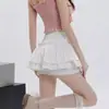 Falda de Pastel Blanca Estilo Corto 2026 Nuevo Verano Cintura Alta Adelgazante Petite Voluminosa Plisada Falda Pantalón Anti-Exposición