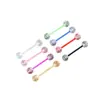 Plástico suave barra lengua clavo brillo bola anillo de lengua acrílico flexible anillo de pecho decoración de lengua clavo de pecho joyería de piercing corporal
