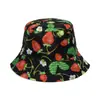 Novo Chapéu de Sol Primavera e Verão 2025 Tendência Fofo Morango Melancia Cereja Chapéu Bacia de Frutas Chapéu de Pescador Estudante Feminino