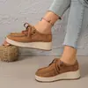 Em Estoque Comércio Exterior Transfronteiriço Tamanho Grande 2026 Novo Estilo Europeu e Americano Sapatos Casuais Femininos com Cadarço de Solado Grosso