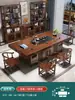 Juego de mesa de té y sillas de madera maciza, una mesa y cinco sillas, mesa de té de oficina estilo chino nuevo, juego de té para el hogar, mesa de té integrada para preparar té