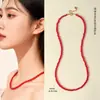 Collar de Cuentas de Ágata Roja Natural Moda Femenina Estilo Casual de Gama Alta Joyería de Collar de Ágata Roja