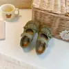 Zapatos de vestir individuales para niñas lindas, nuevos zapatos de cuero de gamuza para niños de primavera y otoño, zapatos Mary Jane para niños pequeños, zapatos de princesa para niñas color verde oliva