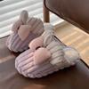 Corazón de Chica Delgada Ins Lindas Pantuflas de Algodón con Lazo para Mujer Invierno Moda Cibernética Celebridad Hogar Felpa Zapatos de Luna