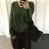 Fotos reais de roupas femininas: Suéter de cashmere tricotado, de manga comprida, com gola redonda, forrado de fleece, espesso e quente, de alta qualidade, Dongdaemun Coreano