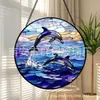 Colgante de Cristal de Delfín Adorno de Cristal para el Hogar Decoración de Ventana Atrapasol para el Jardín
