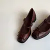 Em Estoque, Envia Imediatamente! Sapatos Femininos Versáteis para Trabalho Estilo Retro Francês Bico Quadrado Tira Rasa Laço Salto Grosso